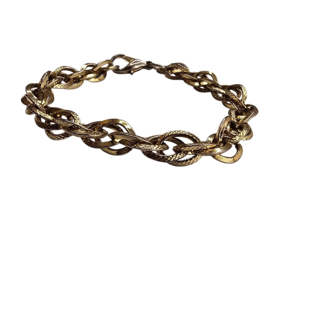 Gold Tone Textured Chain Bracelet